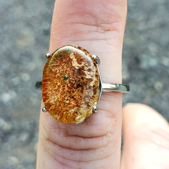 New Phantom Quartz Lodolite Adjustable Silver Ring. - Picture 6 of 13